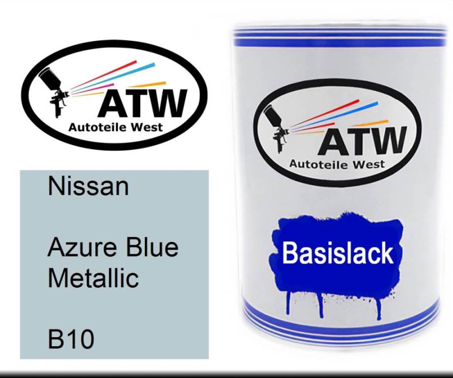 Nissan, Azure Blue Metallic, B10: 500ml Lackdose, von ATW Autoteile West.